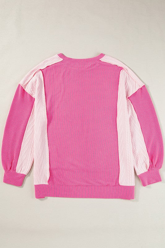 Women's Colorblock Knit Sweatshirt with Exposed Seams