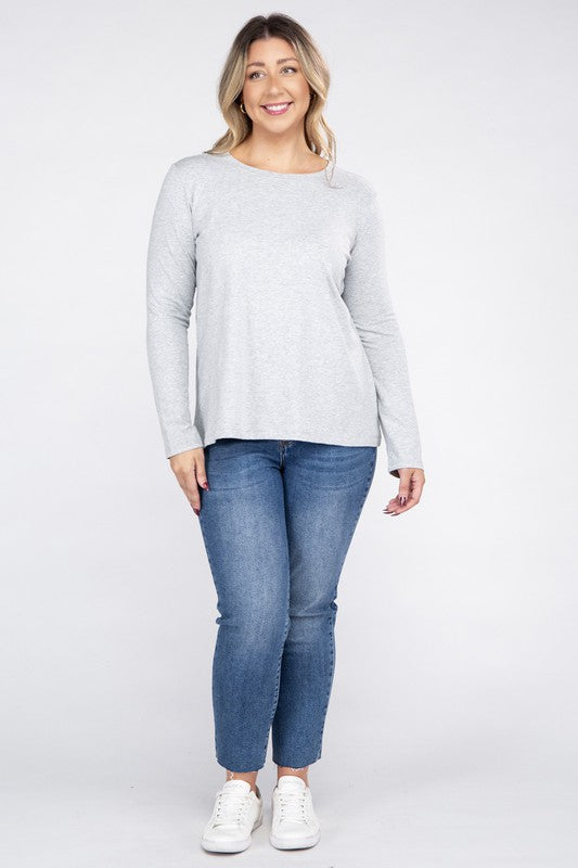 Women's Relaxed Fit Plus Cotton Long Sleeve T-Shirt