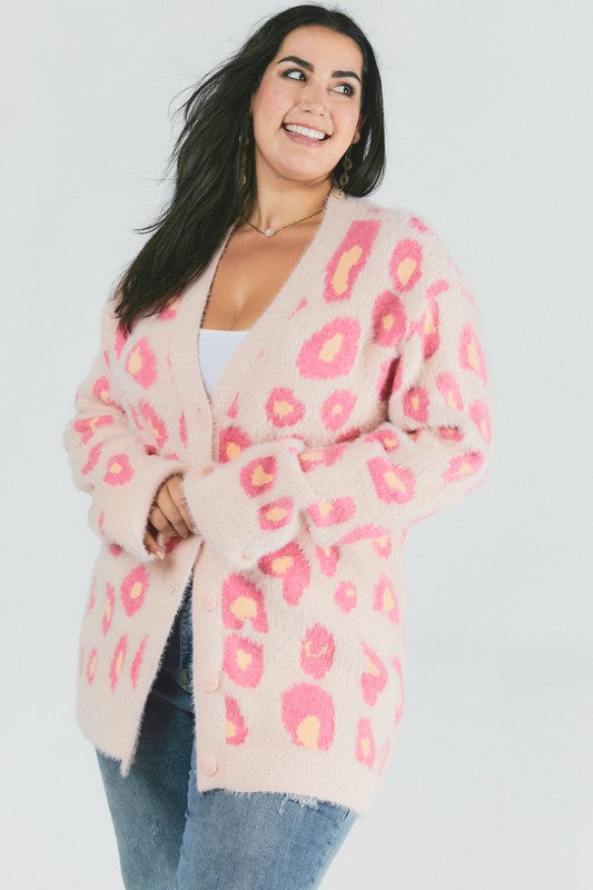 Women's Relaxed Fit Animal Print Long Sleeve Cardigan