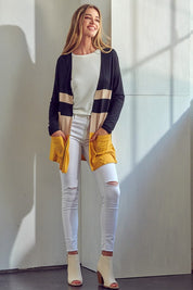 Women's Casual Colorblock Jersey Cardigan