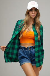 Women's Relaxed Fit Plaid Embroidered Jacket