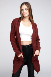 Women's Loose Fit Twist Knitted Open Front Cardigan