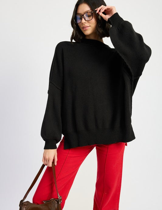 OVER FITTED LONG SLEEVE SWEATER TOP