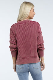 Women's Oversized Cropped Sweater with Side Slits