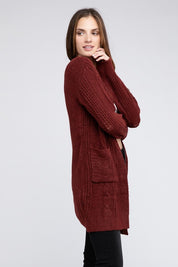 Women's Loose Fit Twist Knitted Open Front Cardigan