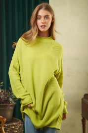 Women's Loose Fit Solid Mock Neck Knit Sweater