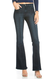 Women's Mid-Rise Flared Denim Jeans with Five Pockets