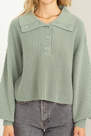 Women's Oversized Wide Collar Button Front Sweater