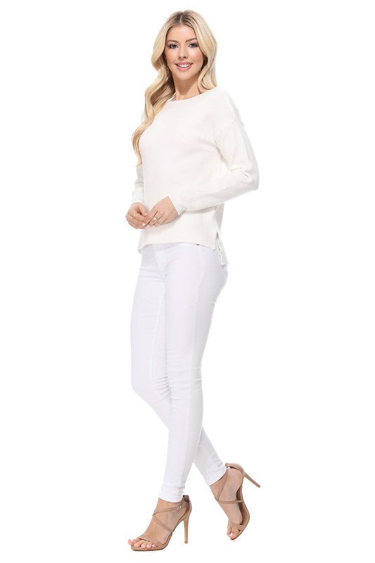 Women's Silky Soft Stretch Boat Neck Sweater Top