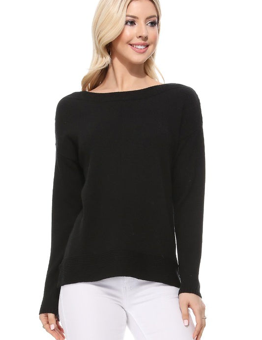 Women's Silky Soft Stretch Boat Neck Sweater Top