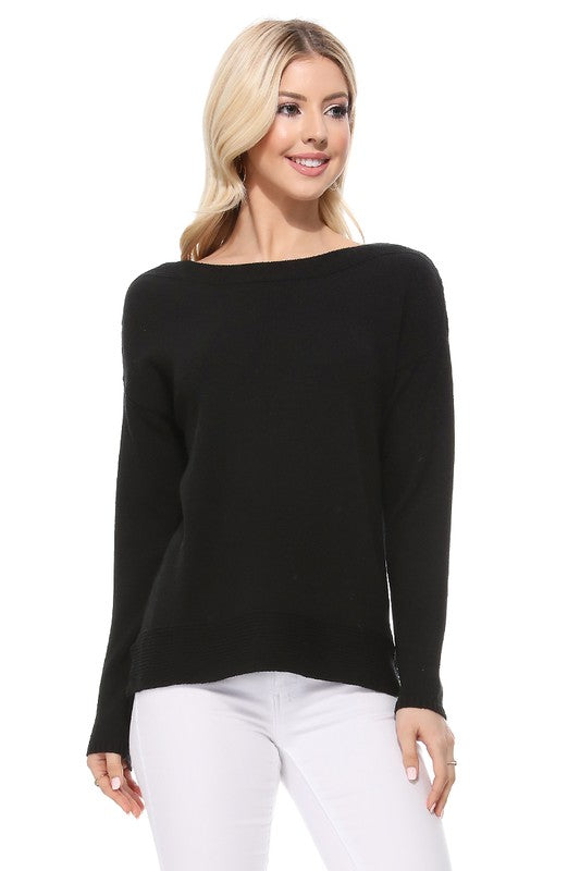 Women's Silky Soft Stretch Boat Neck Sweater Top