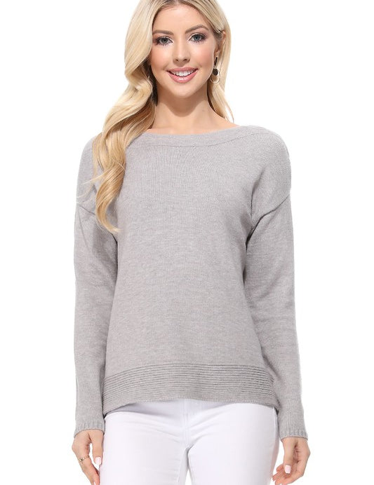 Women's Silky Soft Stretch Boat Neck Sweater Top