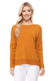 Women's Silky Soft Stretch Boat Neck Sweater Top