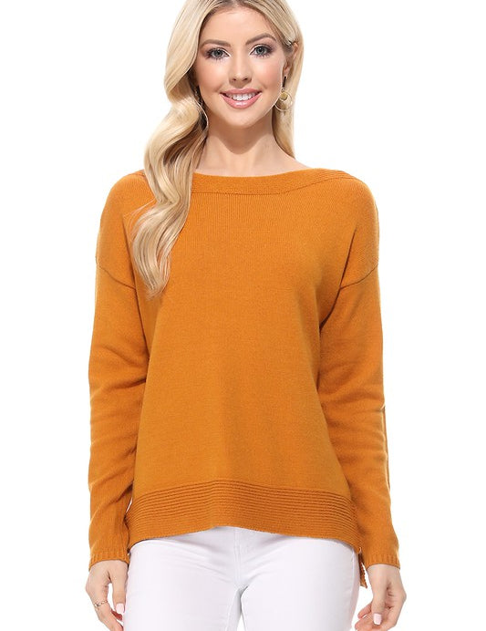 Women's Silky Soft Stretch Boat Neck Sweater Top