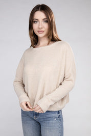 Women's Cozy Ribbed Dolman Long Sleeve Sweater