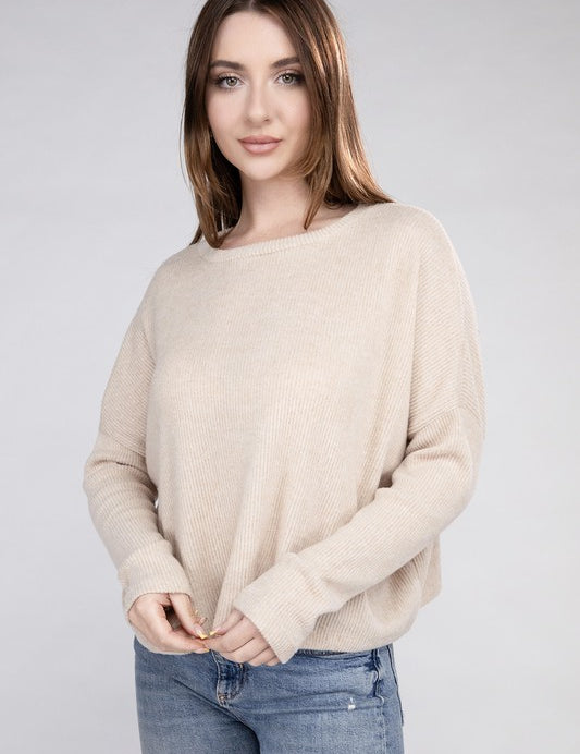 Ribbed Dolman Long Sleeve Sweater