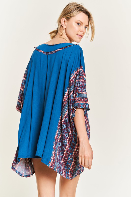 Women's Bohemian V-Neck Poncho Tunic