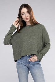 Women's Cozy Ribbed Dolman Long Sleeve Sweater