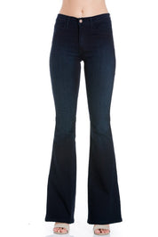 Women’s Mid Rise Flare Bell Bottom Jeans in Soft Denim