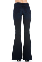 Women’s Mid Rise Flare Bell Bottom Jeans in Soft Denim