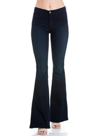 Women’s Mid Rise Flare Bell Bottom Jeans in Soft Denim