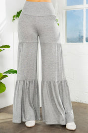 Women's High Waisted Tiered Ruffle Wide Leg Pants