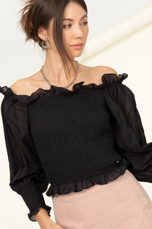 Women's Off-the-Shoulder Smocked Top