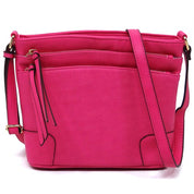 Women's Faux Leather Multi Zip Pocket Crossbody Bag