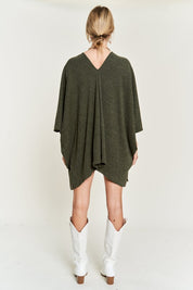 Women's Oversized V-Neck Poncho Top