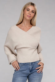 Women's Viscose Cross Wrap Pullover Sweater