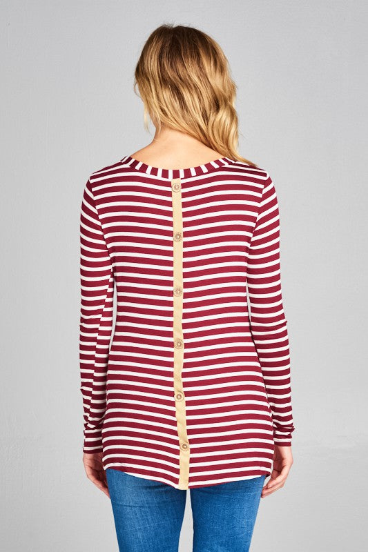 Women's Stripe Jersey Basic Top