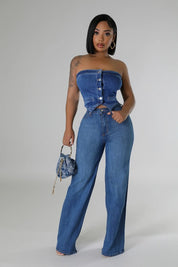 Women's High Rise Wide Leg Jeans in Medium Wash