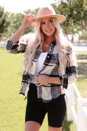 Women's Loose Fit Distressed Plaid Print Shirt