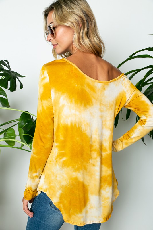 Women's Casual Tie Dye One Shoulder Long Sleeve Top