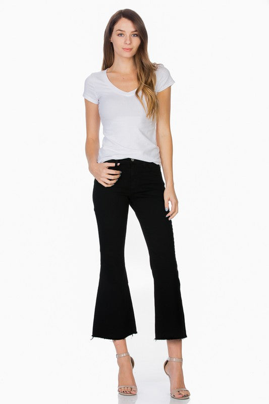 Women's Mid Rise Crop Flare Ankle Jeans