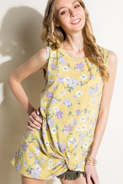 Women's Floral Print Sleeveless Tunic Top