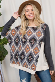 Plus Size Oversized Aztec Print Cozy Top