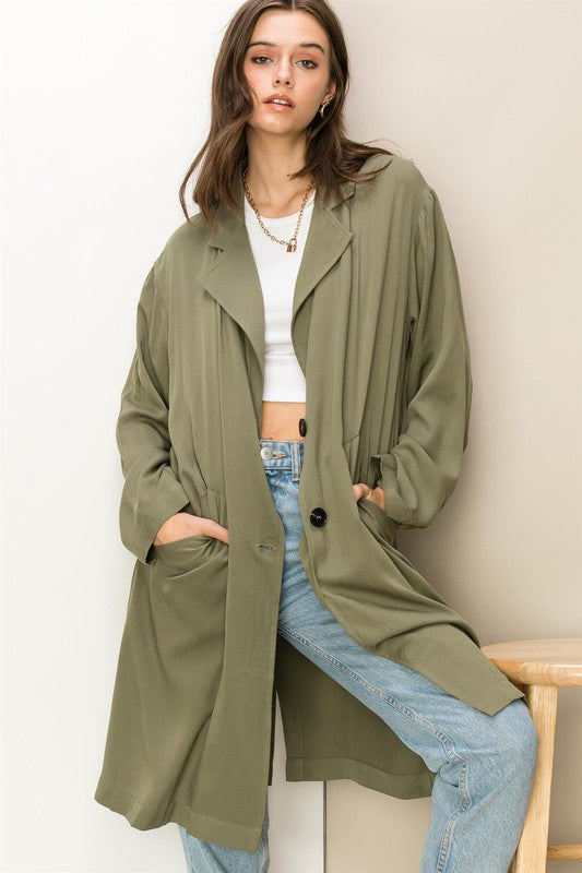 Women's Elegant Oversized Button Front Coat