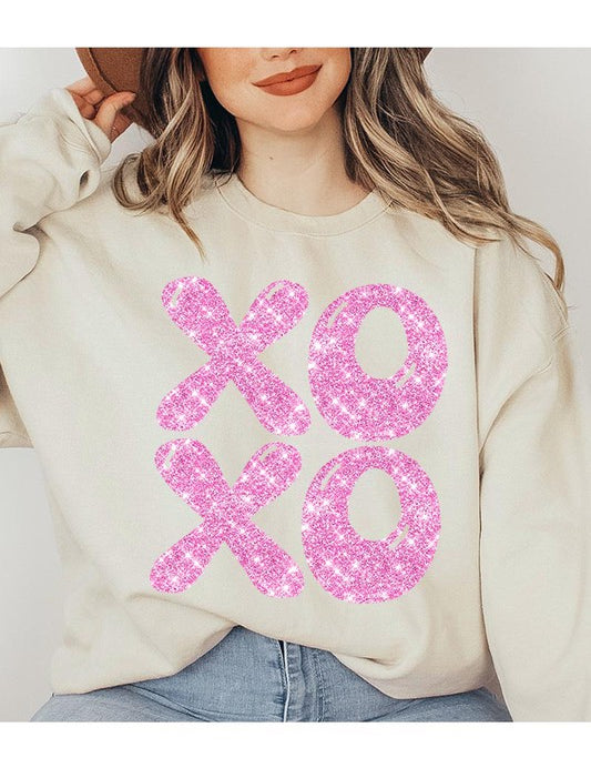 Unisex Glitter Graphic Fleece Sweatshirt for Valentine's Day
