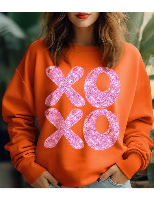 Unisex Glitter Graphic Fleece Sweatshirt for Valentine's Day