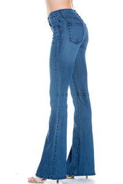 Women's Mid Rise Flare Bell Bottom Denim Jeans