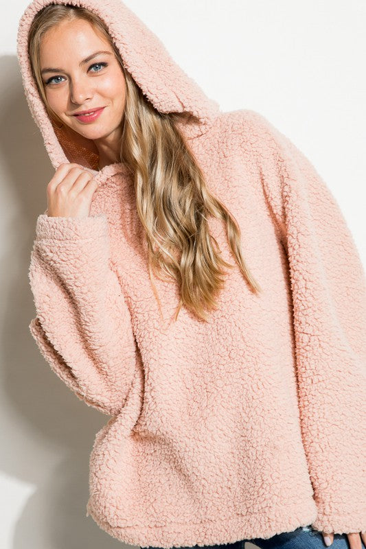 Women's Oversized Faux Fur Hoodie Sweatshirt