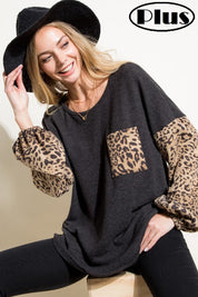 Women's Animal Print Long Sleeve Loose Fit Top