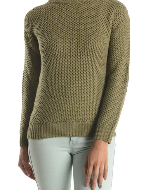 Women's Cozy Honeycomb Stitch Pullover Sweater with Elbow Patches