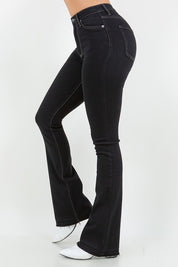 Women's Black Boot Cut Jeans with Re-Done Hem