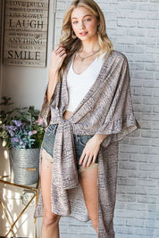 Women's Natural Geo Print Mid Sleeve Kimono Plus