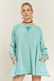 Women's Colorwash Tunic Sweatshirt with Pockets