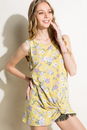 Women's Floral Print Sleeveless Tunic Top