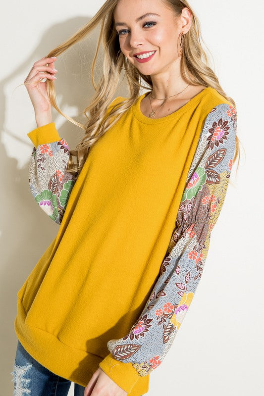 Women's Relaxed Floral Mix Tunic Top