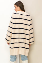 Women's Oversized Striped Sweater Cardigan